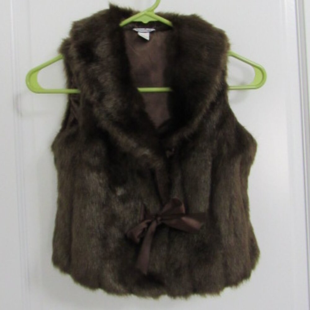 Girl's Hartstrings Brown Faux Fur Vest 6X